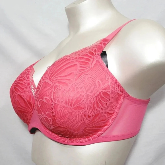34C Paramour 135061 Tempting Floral Lace Underwire Bra Honeysuckle Pink NWT - Picture 2 of 5